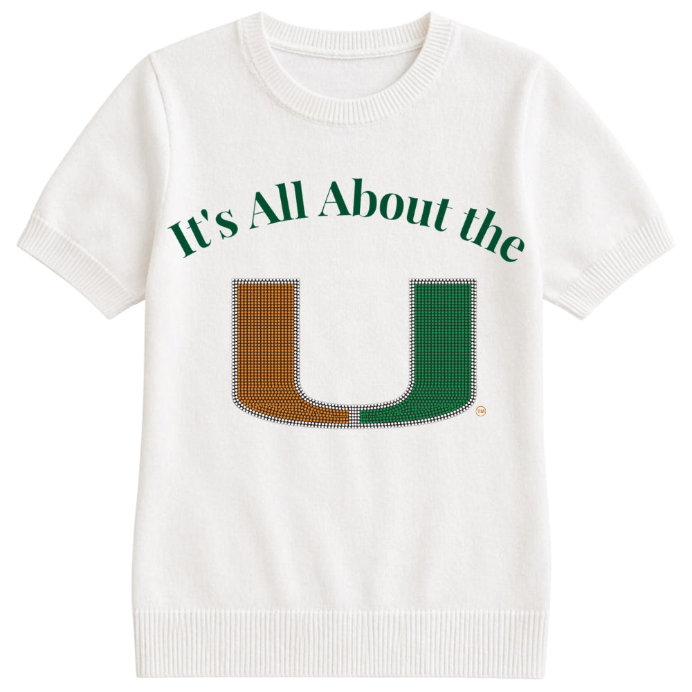 University Of Miami All About The U Ivory Short Sleeve Sweater