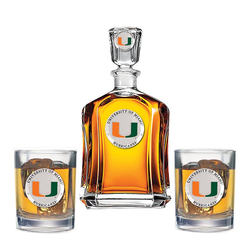 Miami Hurricanes Capitol Decanter with 2 Glasses