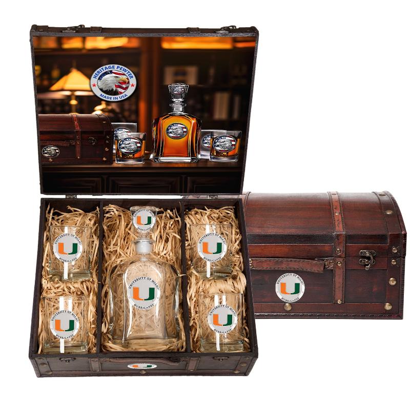 Miami Hurricanes Capitol Decanter Chest Set