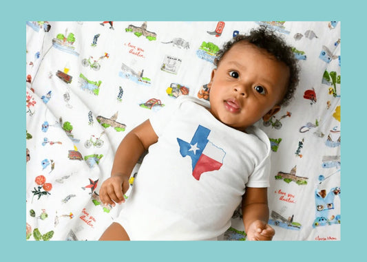 Texas Baby Gift Set: Muslin Swaddle & Bib | Organic Cotton