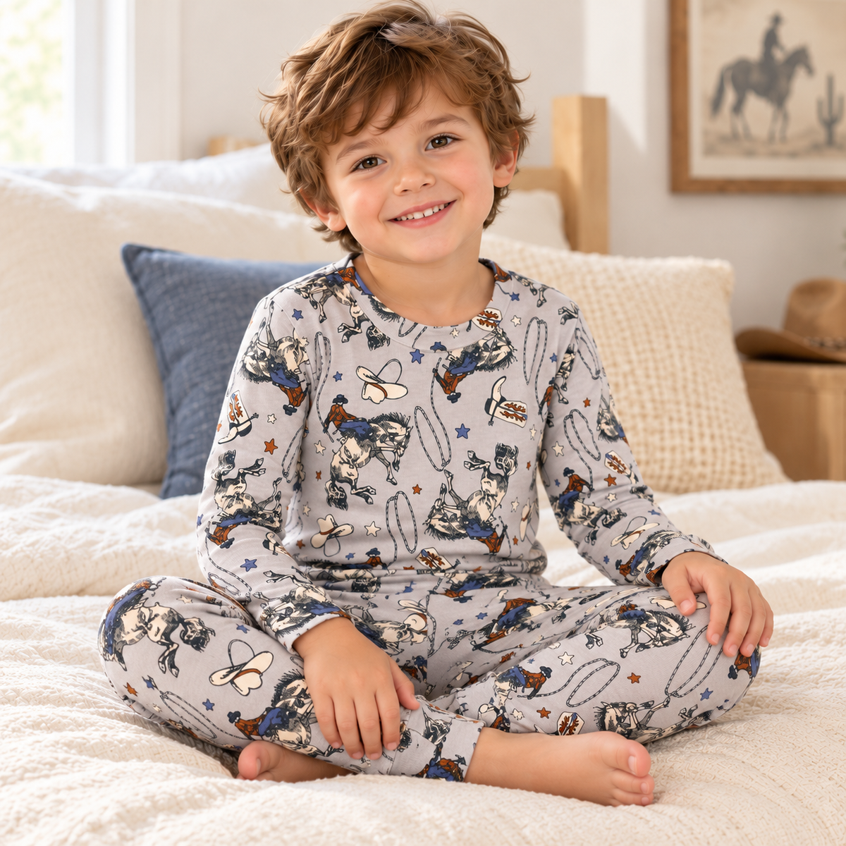 Western Cowboy Rodeo Children's Bamboo Pajama Set