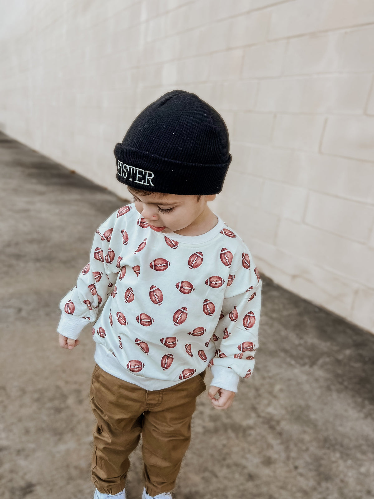 Football Print Crewneck Sweatshirt