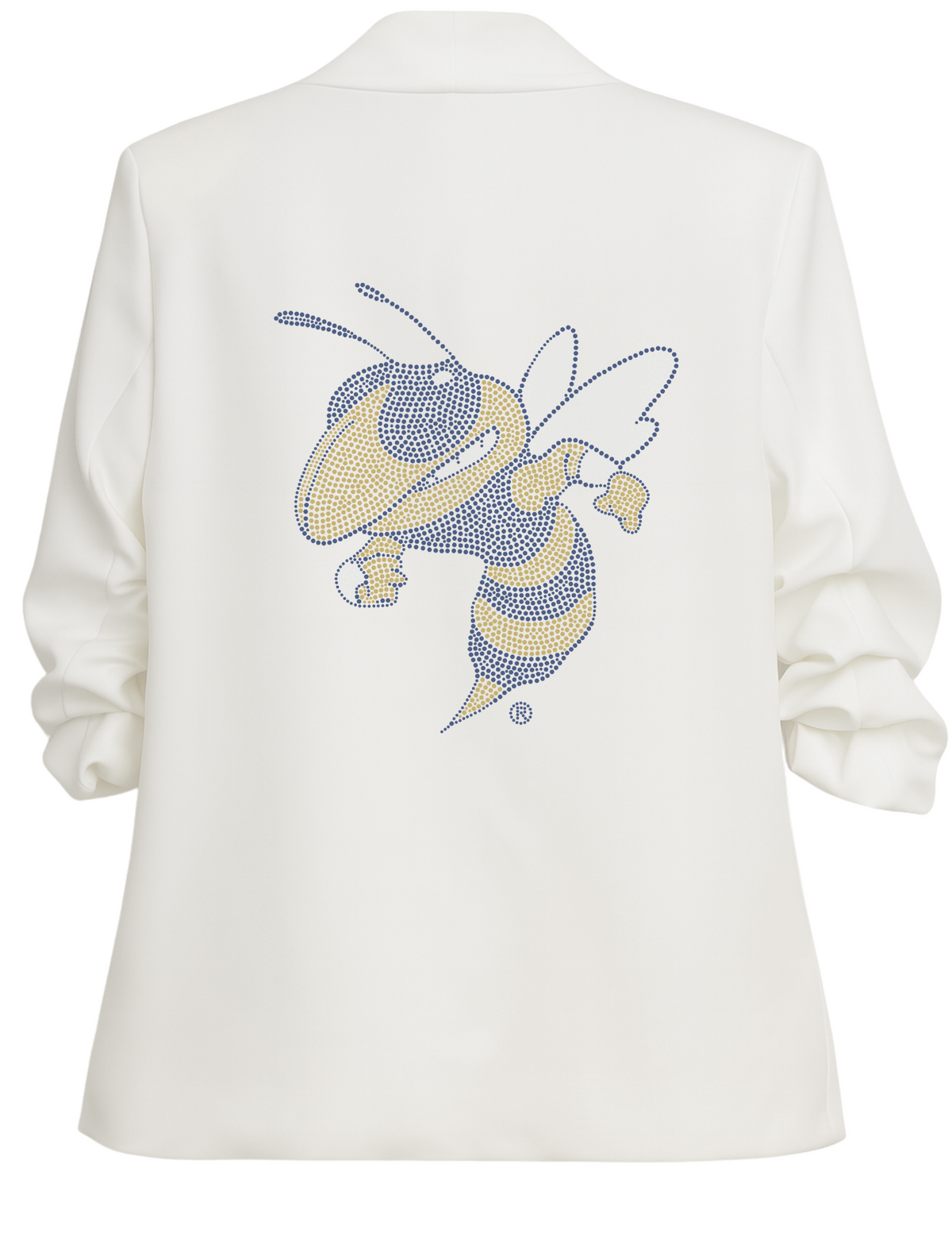 Georgia Tech Yellow Jackets White Ruched Sleeve Blazer