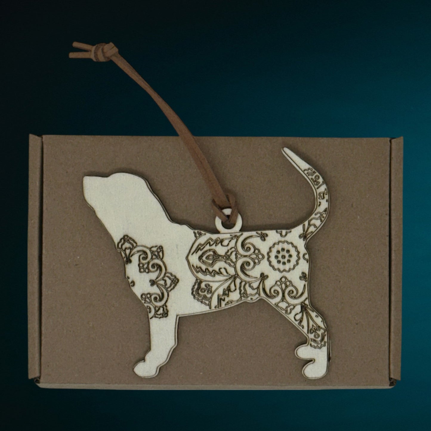 Bloodhound Ornament – Handcrafted Wooden Mandala Keepsake