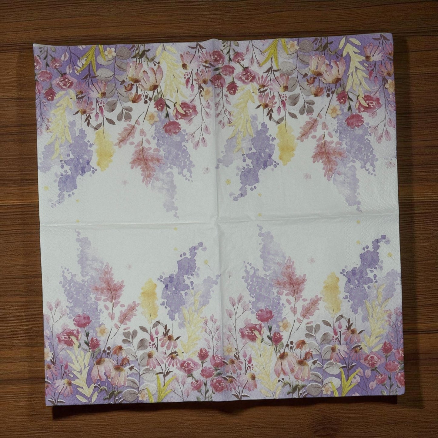 Watercolor Flower Field Decoupage Napkins – Floral Cocktail Paper Napkins for Crafts, Junk Journaling, Scrapbooking & Mixed Media – Made in Germany (Set of 2)