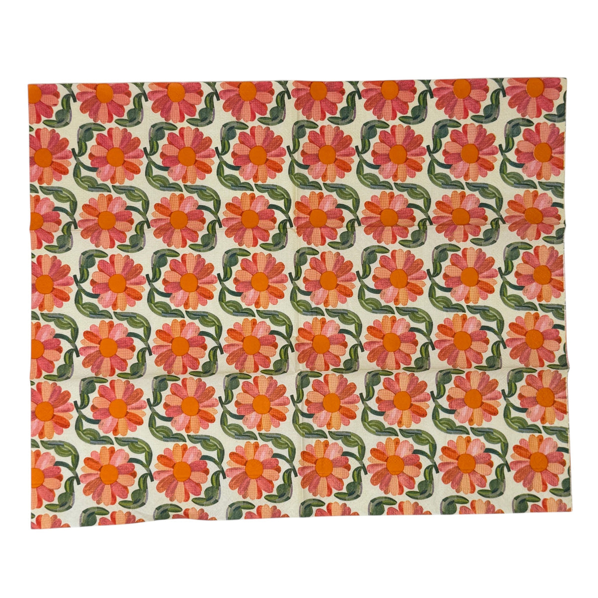 Retro Daisy Bloom Guest Decoupage Paper Napkins – Orange Pink Groovy Floral Vintage | Set of 2