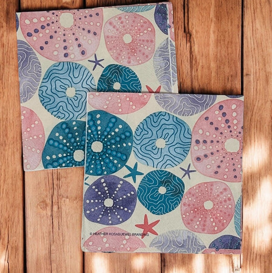 Decoupage Napkins Summer Starfish Beach Days Seashell Blue Green Cocktail Paper