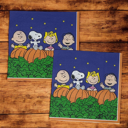 Great Pumpkin Charlie Brown Halloween Decoupage Napkins – Peanuts Luncheon Size Napkins with Snoopy, Linus & Lucy – Fall Crafting Supplies
