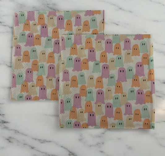 Decoupage Napkins Pastel Spooky Ghosts Fall Halloween Cocktail Paper Crafts