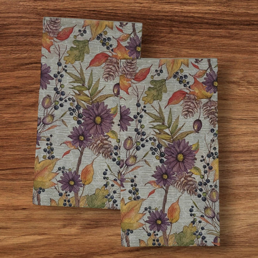 Decoupage Napkins Fall Floral Berries Thanksgiving Orange Yellow Rust Green Blue Purple Guests Paper Crafts