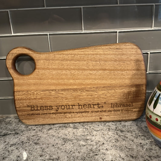 Cutting board with saying engraved