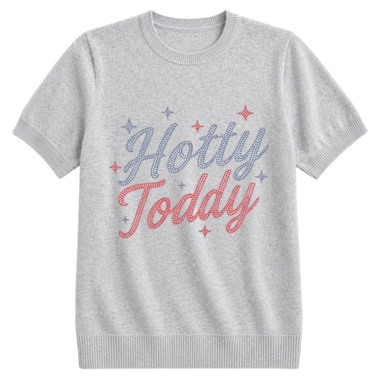 University of Mississippi Hotty Toddy Script Gray Short Sleeve Sweater