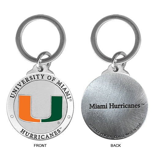 Miami Hurricanes Keychain w/ Backtext