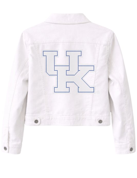 University of Kentucky White Interlocking UK White Denim Jacket