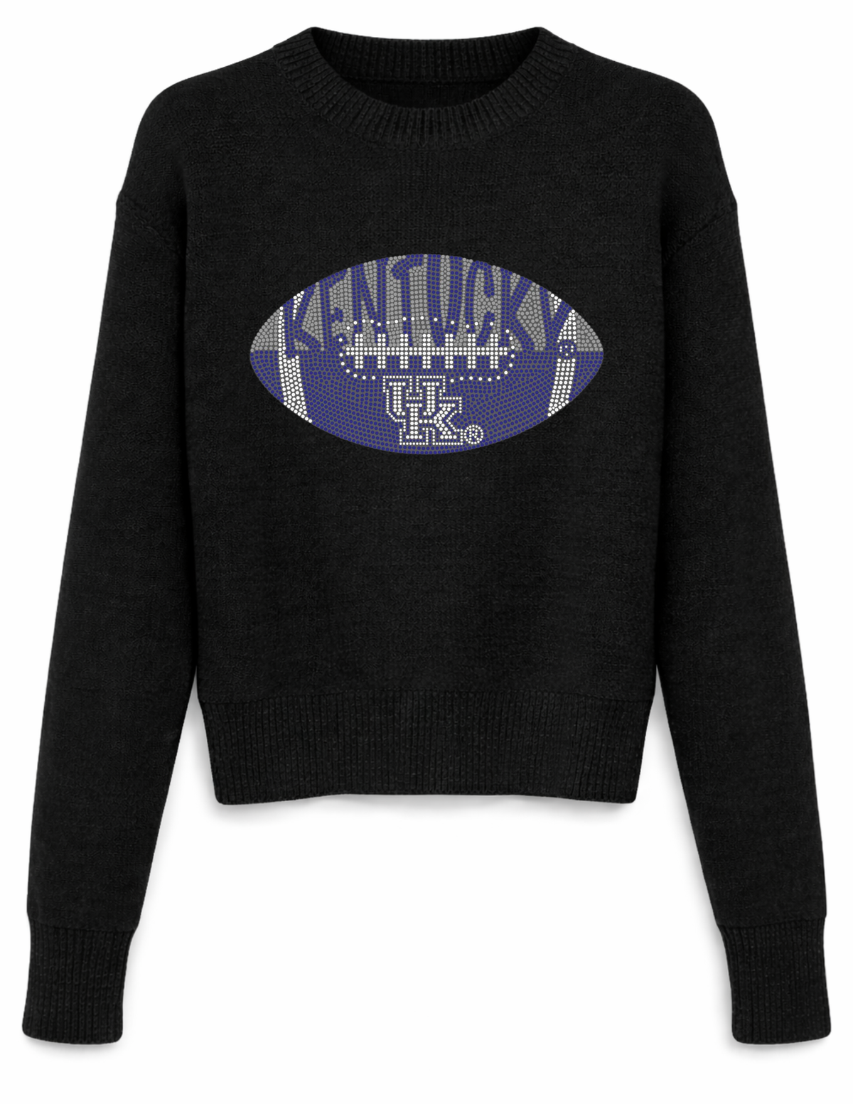 University of Kentucky Football Crewneck Black Long Sleeve Sweater