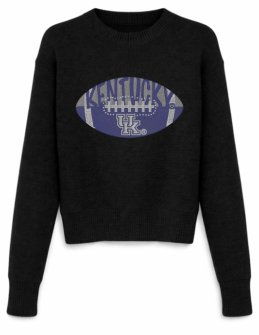 University of Kentucky Football Crewneck Black Long Sleeve Sweater