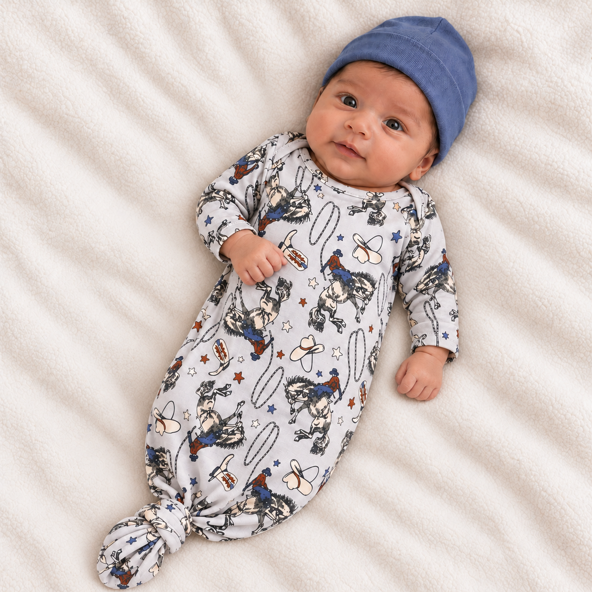 Western Cowboy Baby Gown - Bamboo Newborn Layette