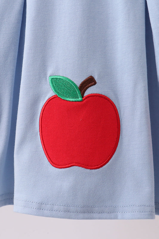 Blue Apple Appliqué Ruffle Set