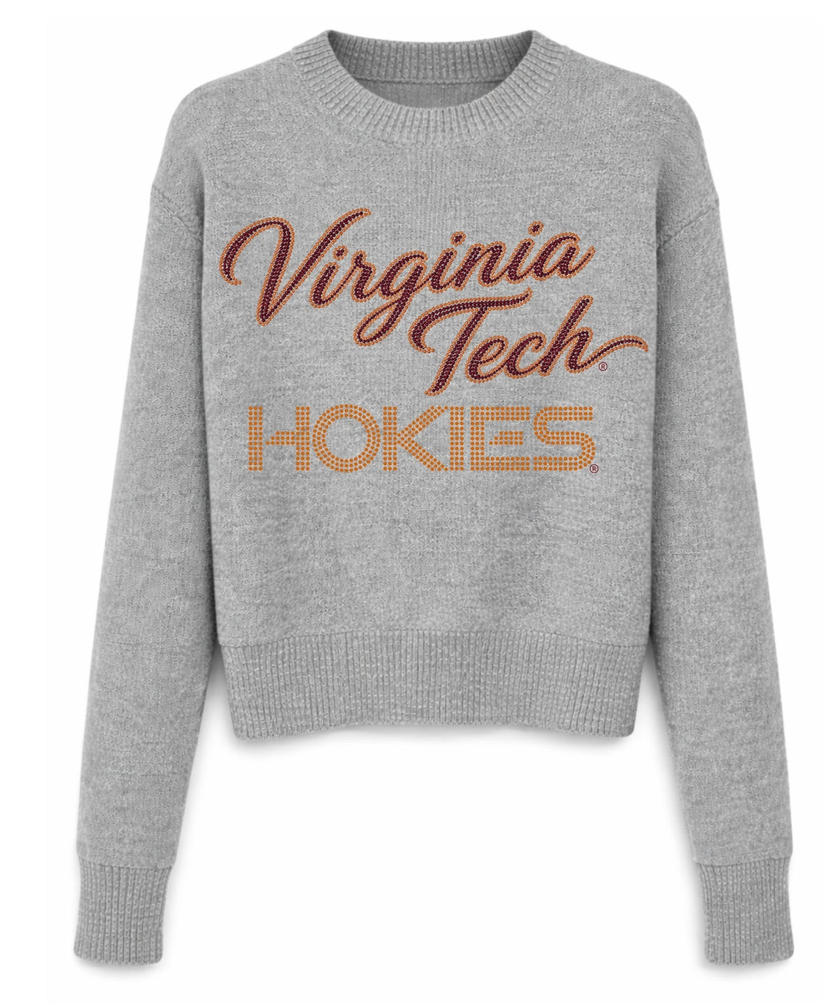 Virginia Tech Hokies Script Gray Crewneck Long Sleeve Sweater