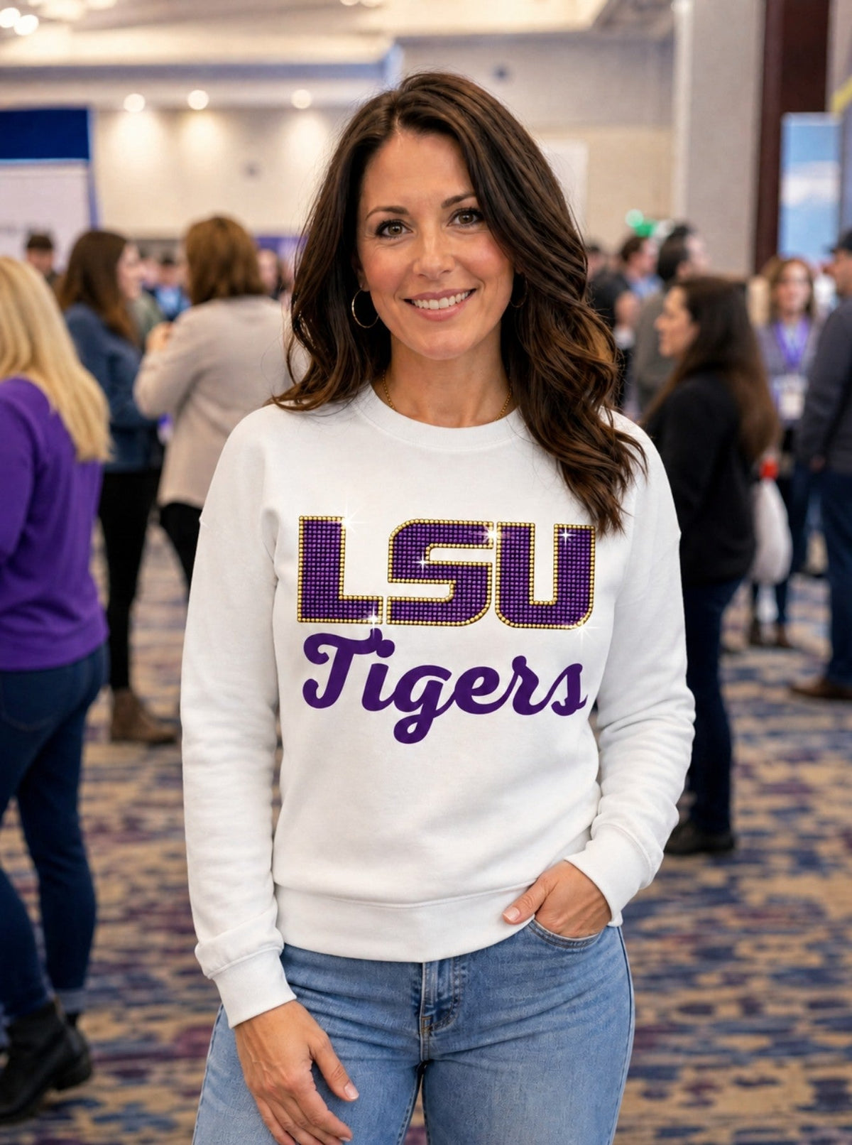 Louisiana State University Tigers White Crewneck Sweatshirt
