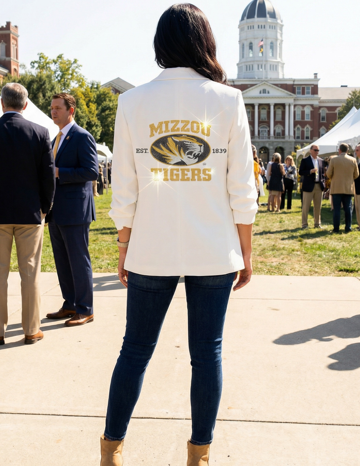University of Missouri White Ruched EST 1839 Blazer