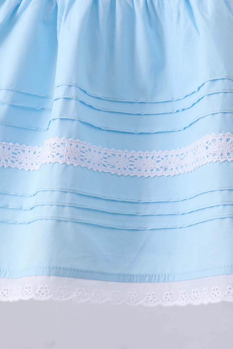 Blue cross embroidery lace pants set