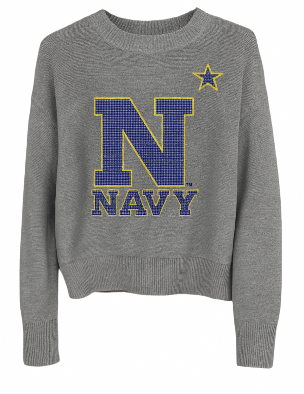 Naval Academy Large N Gray Crewneck Long Sleeve Sweater