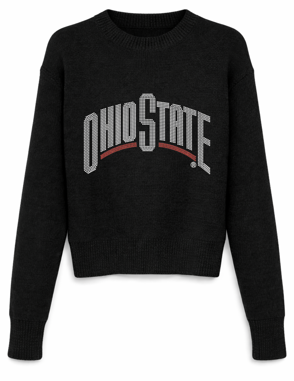 Ohio State White Curve Crewneck Black Long Sleeve Sweater