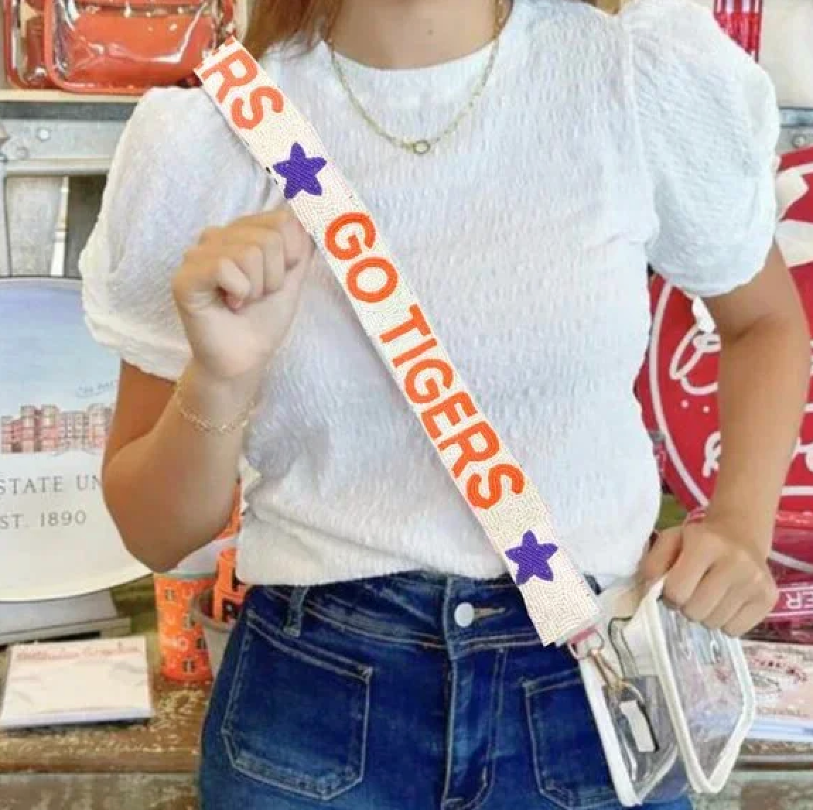 Clemson Beaded Purse Strap | Go Tigers Game Day Bag Strap
