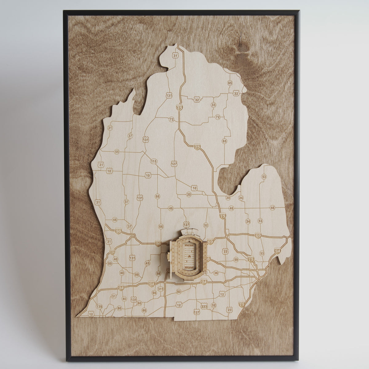 East Lansing, Michigan Wall Art State Map (Spartan Stadium)
