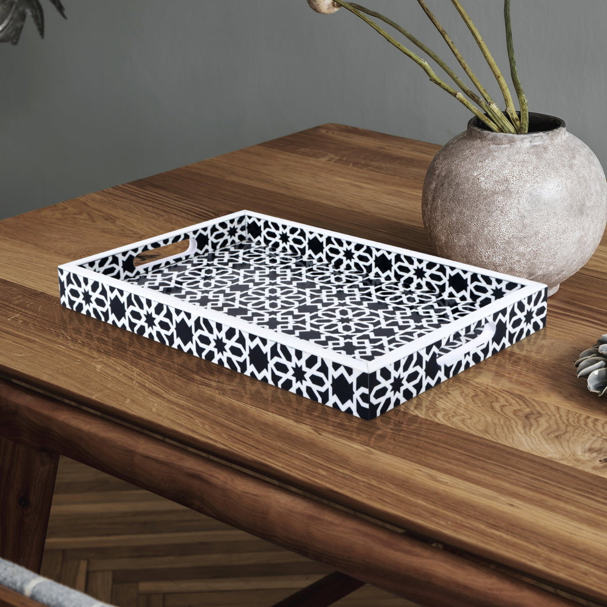 Decorative Tray 17"x11" 12"x12" Shiraz Ottoman Coffee Table