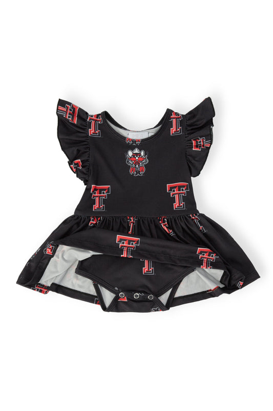 Texas Tech Black Raider Red S/S Flutter Twirl Bodysuit