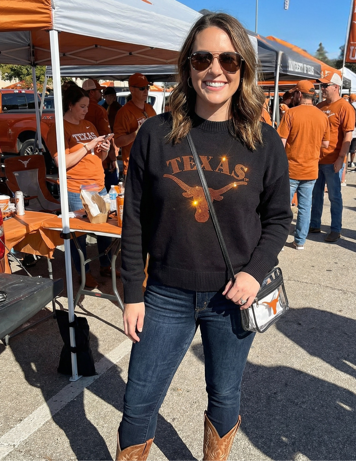 University of Texas-Austin Longhorn Black Crewneck Long Sleeve Sweater