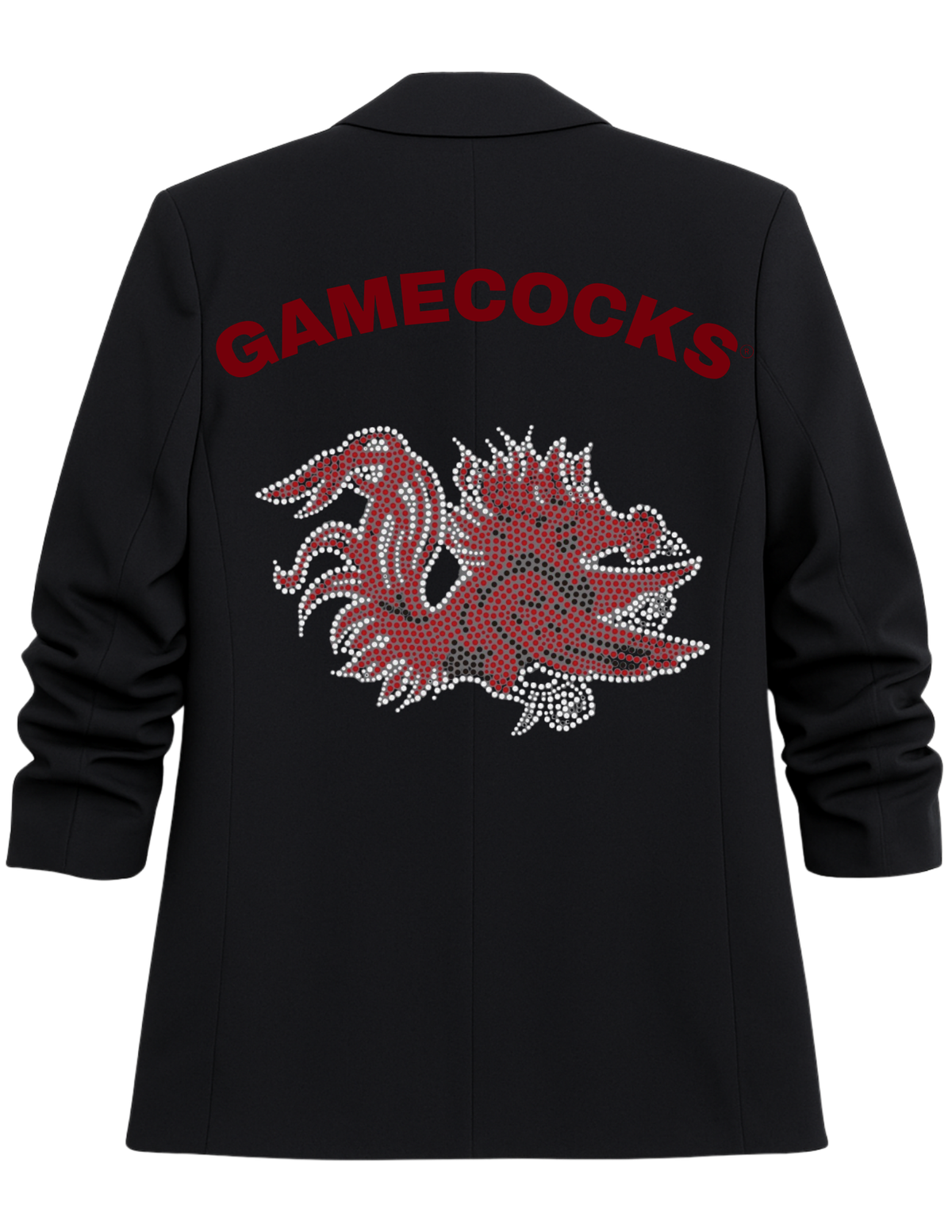 University of South Carolina Gamecock Black Ruched Sleeve Blazer