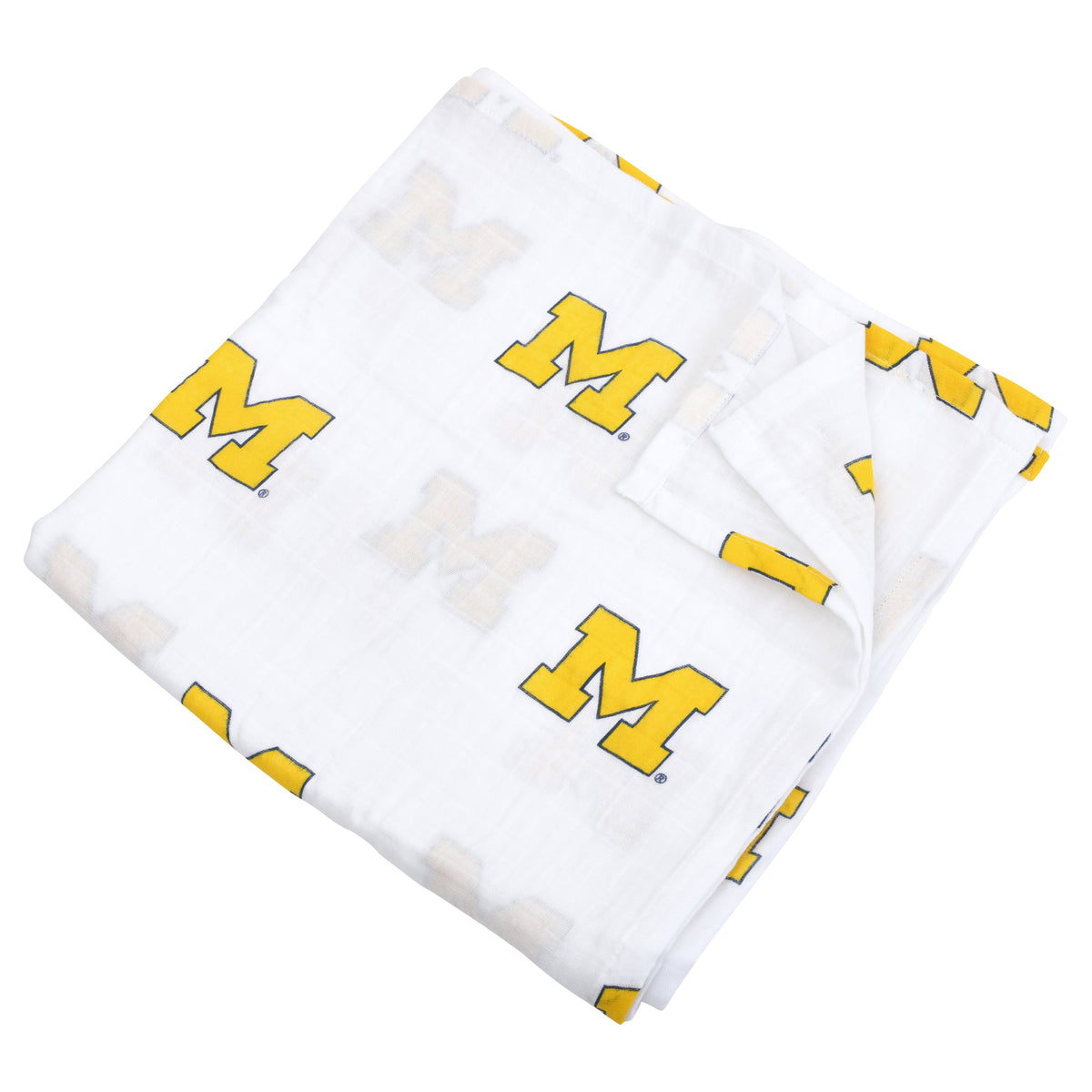 University of Michigan Wolverines Muslin Swaddle Blanket ā Premium 100% Cotton 47x47 ā Officially Licensed U of M Baby Gift