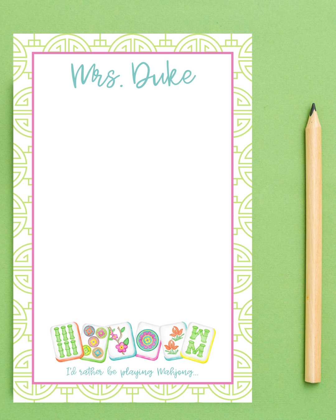 Green Mahjong Notepad