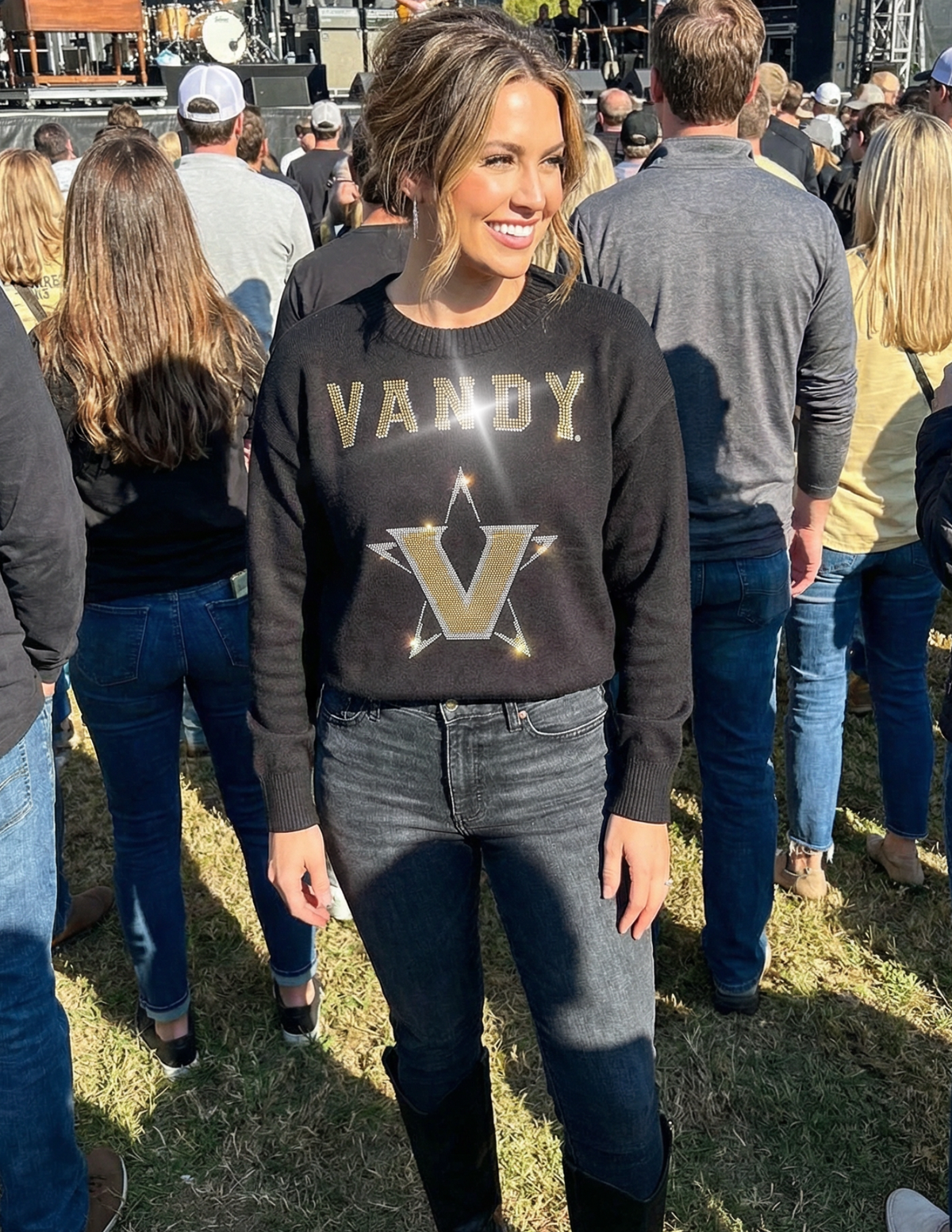 Vanderbilt Star V Vandy Crewneck Black Long Sleeve Sweater