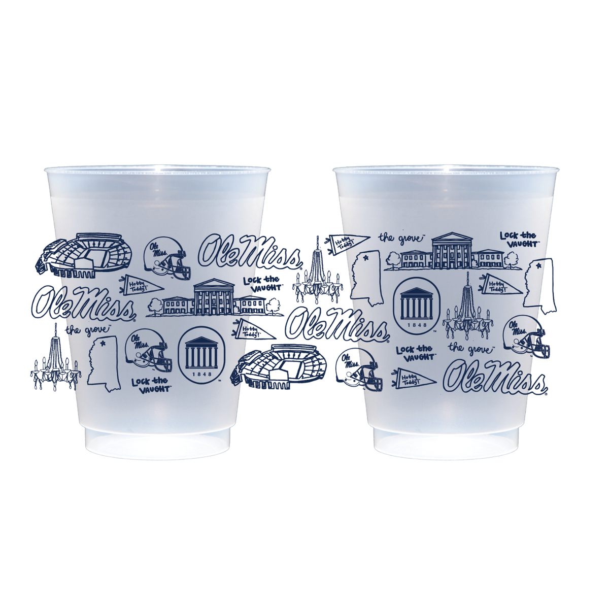 The University of Mississippi (Ole Miss) - Shatterproof Cups, Set of 8