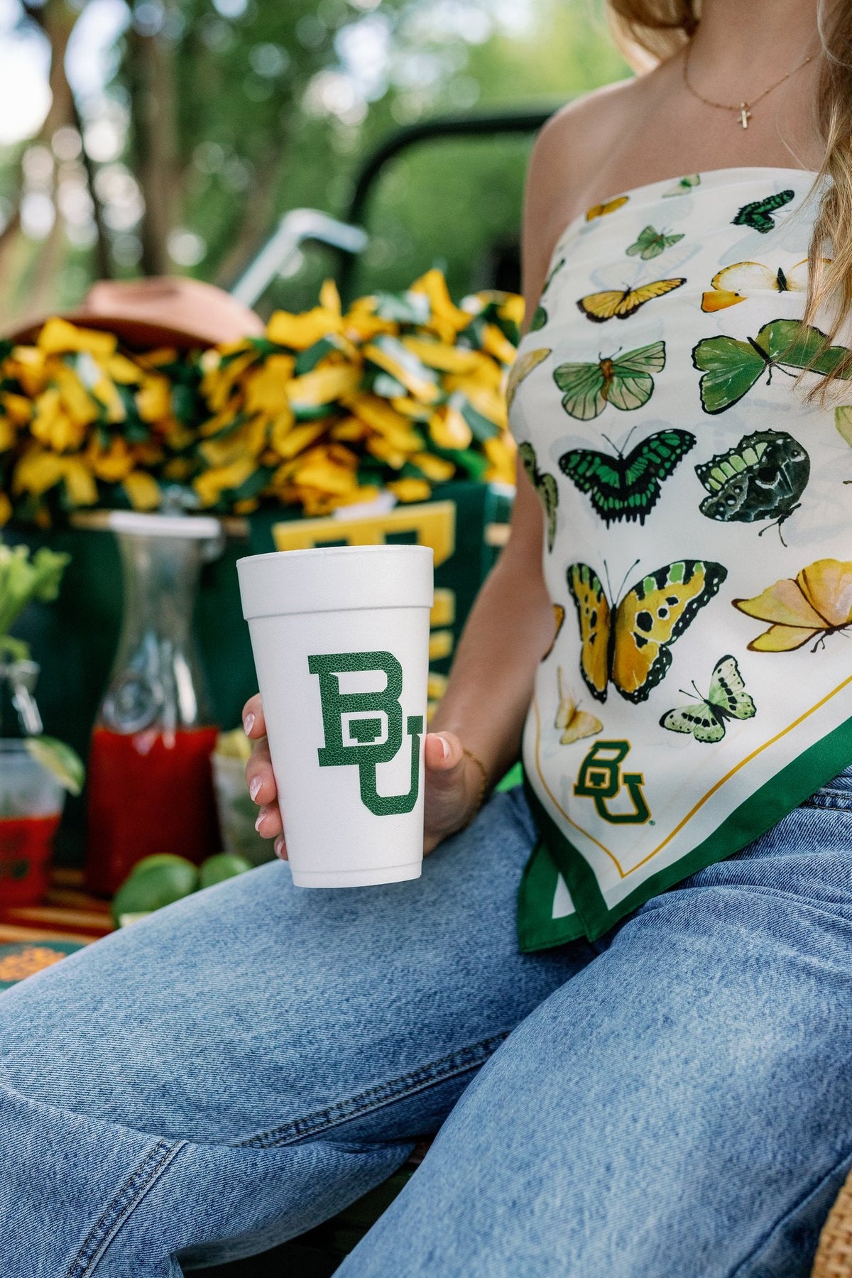 Baylor University - Butterfly Square Silk Scarf