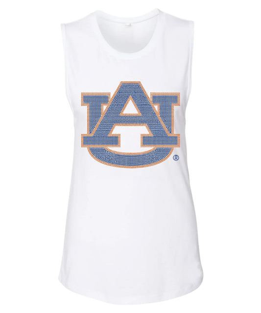 Auburn University Navy AU White Tank Top