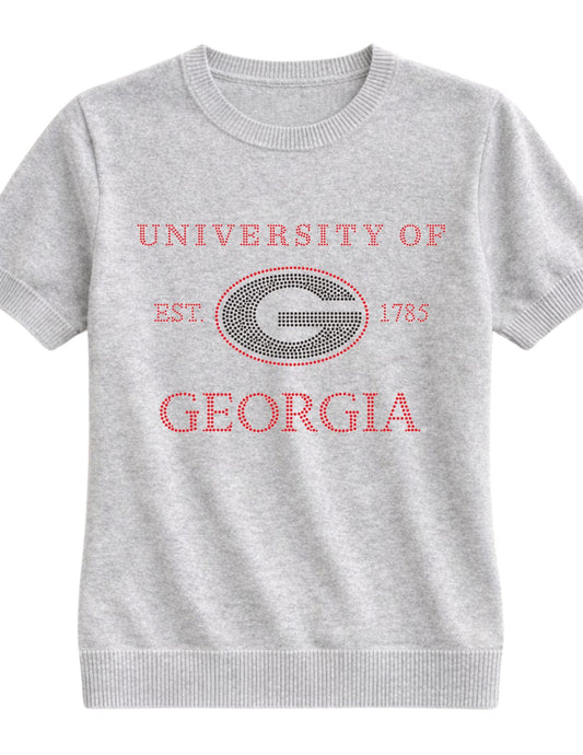 University of Georgia EST 1785 Gray Short Sleeve Sweater