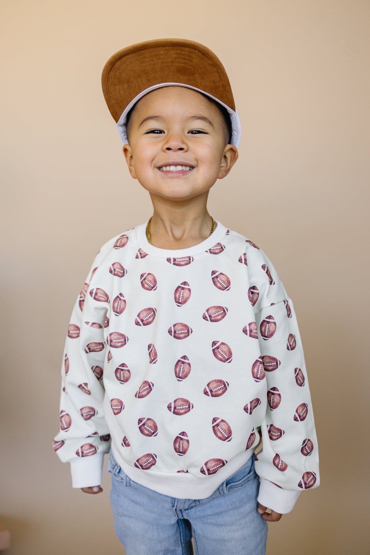 Football Print Crewneck Sweatshirt