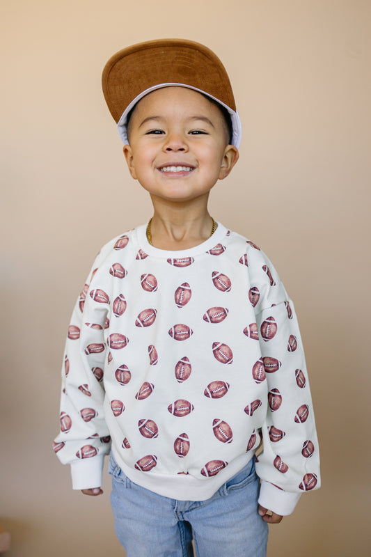 Football Print Crewneck Sweatshirt