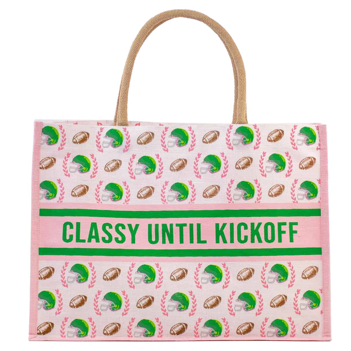 Classy Until Kickoff Juco Tote Pink/Multi 19x14x7.5
