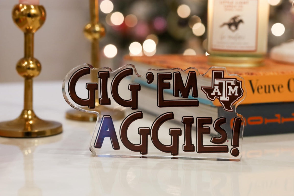 Gig 'Em Aggies Letter Acrylic Block Shelfie