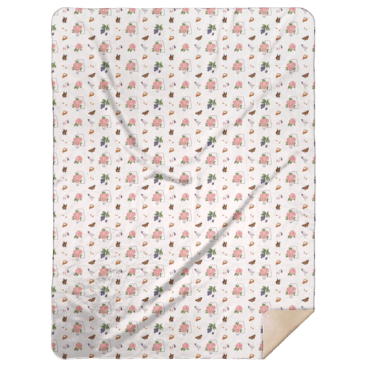 Alabama Floral Plush Throw Blanket 60x80 Nostalgic Hometown Keepsake