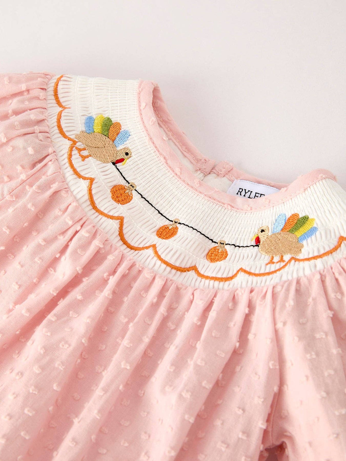 Fall Thanksgiving Turkey Pumpkin Smock Baby Romper