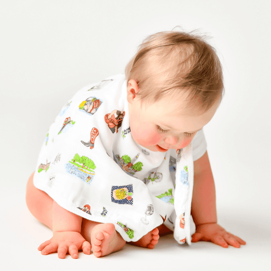 Austin Baby Gift Set: Muslin Swaddle & Bib | Organic Cotton