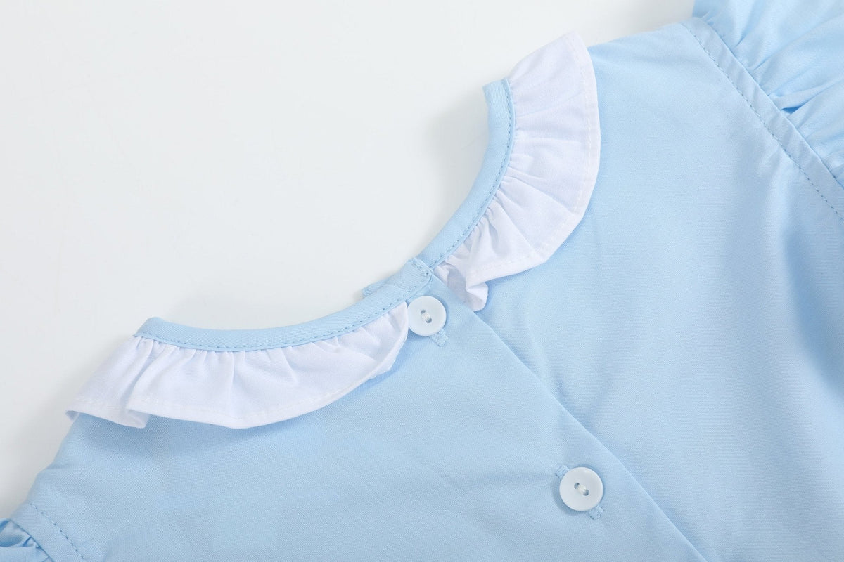 Blue Big Sister Smocked Dress