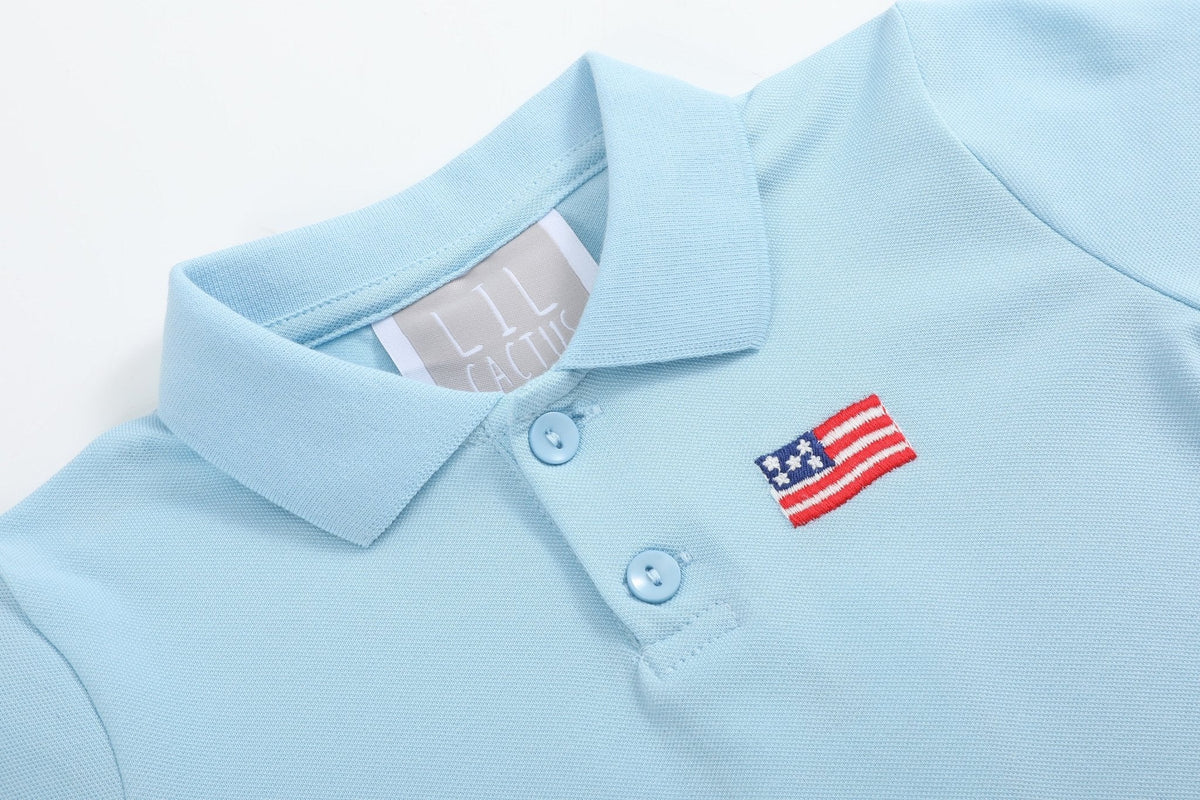 Blue USA Flag Polo Shirt